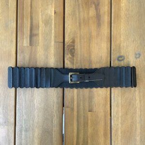 Wide Black Leather Belt